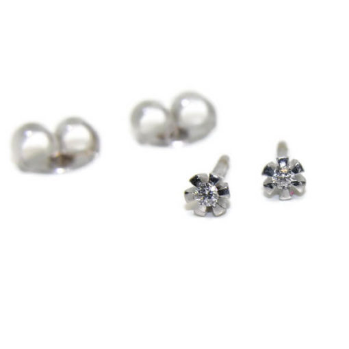 Pendientes 6 garras aros diamantes oro blanco 0.07 quilates - Imagen 3