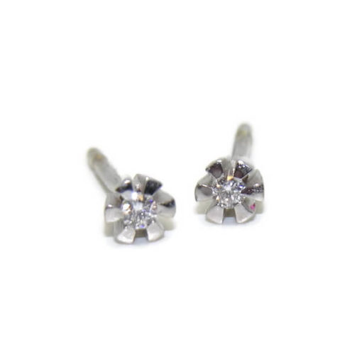 Pendientes 6 garras aros diamantes oro blanco 0.07 quilates