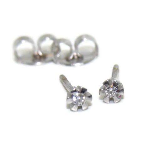 Pendientes 6 garras aros diamantes oro blanco 0.07 quilates - Imagen 4