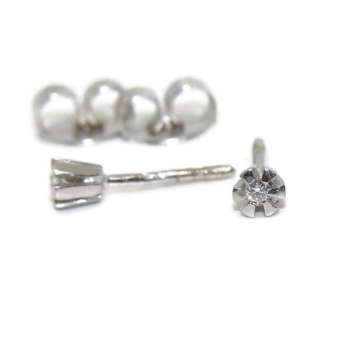 Pendientes 6 garras aros diamantes oro blanco 0.07 quilates - Imagen 5