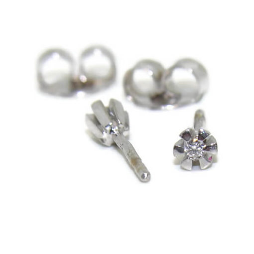 Pendientes 6 garras aros diamantes oro blanco 0.07 quilates - Imagen 6