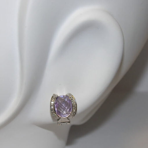 Pendientes diamantes  oro y piedras de color 0.18 quilates - Imagen 2
