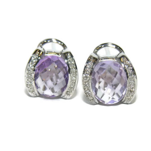 Pendientes diamantes  oro y piedras de color 0.18 quilates