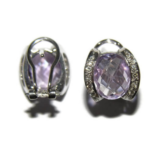 Pendientes diamantes  oro y piedras de color 0.18 quilates - Imagen 4