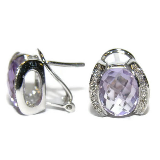 Pendientes diamantes  oro y piedras de color 0.18 quilates - Imagen 5