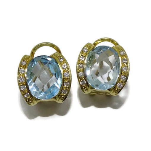 Pendientes diamantes  oro y piedras de color 0.18 quilates - Imagen 6