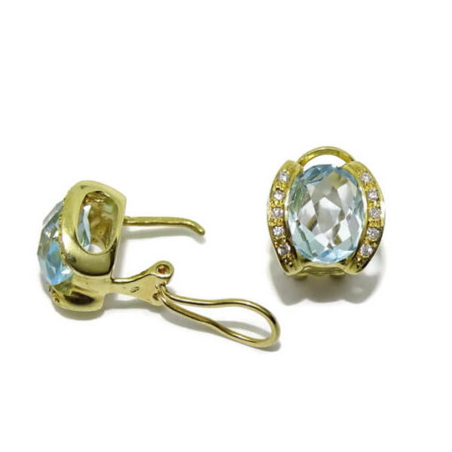 Pendientes diamantes  oro y piedras de color 0.18 quilates - Imagen 8