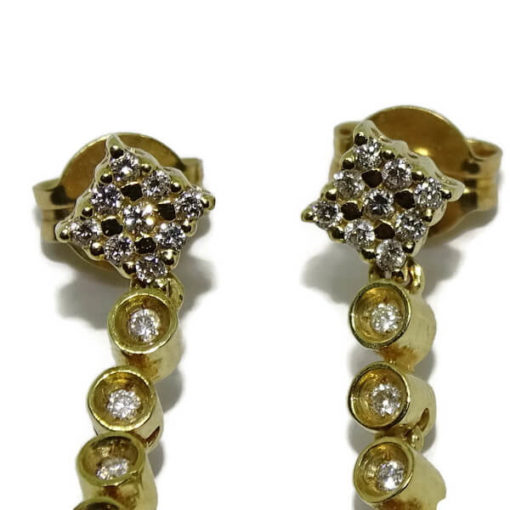 Pendientes de diamantes con perlas oro amarillo 0.39 quilates - Imagen 4