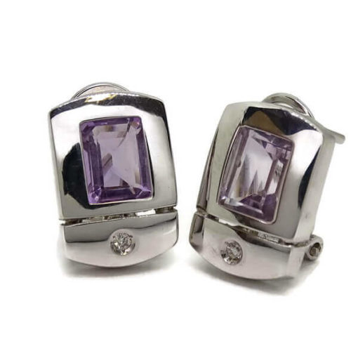 Pendientes  diamantes oro y piedras de color 0.05 quilates