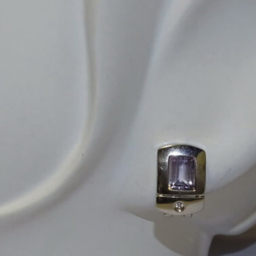 Pendientes  diamantes oro y piedras de color 0.05 quilates - Imagen 2