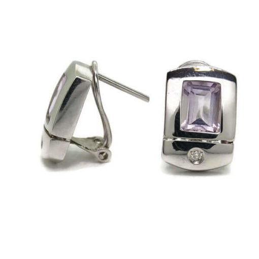 Pendientes  diamantes oro y piedras de color 0.05 quilates - Imagen 3