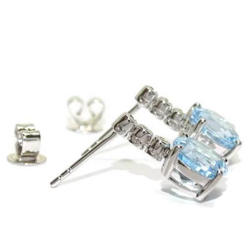 Pendientes largos diamantes topacio azul oro blanco 0.07 quilates - Imagen 5