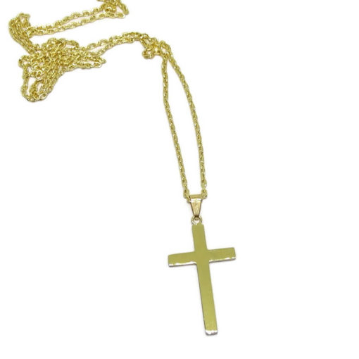 Cruz plana oro comunión - Imagen 4