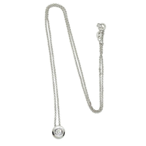 Collar de oro blanco de 18K con un diamante de 0.15cts en chatón de oro blanco de 18K. 2.30gr de oro de 18k. Cadena rolo. - Imagen 8