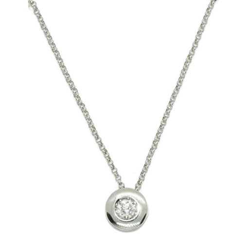 Collar de oro blanco de 18K con un diamante de 0.15cts en chatón de oro blanco de 18K. 2.30gr de oro de 18k. Cadena rolo. - Imagen 6