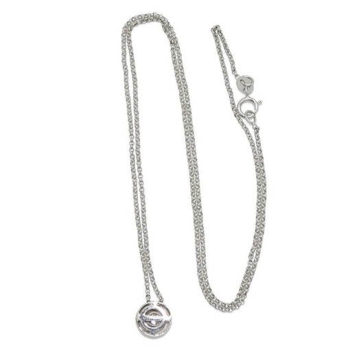 Collar de oro blanco de 18K con un diamante de 0.15cts en chatón de oro blanco de 18K. 2.30gr de oro de 18k. Cadena rolo. - Imagen 5