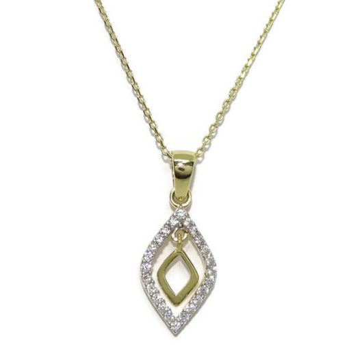 Collar rombo oro y circonitas