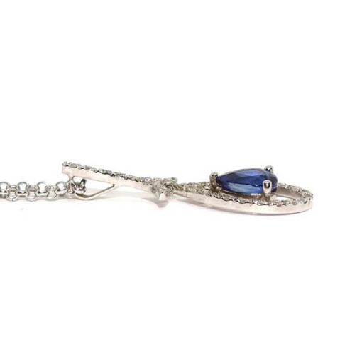 Collar de oro blanco con 0,25cts de diamantes y zafiro de 0,94cts. - Imagen 4