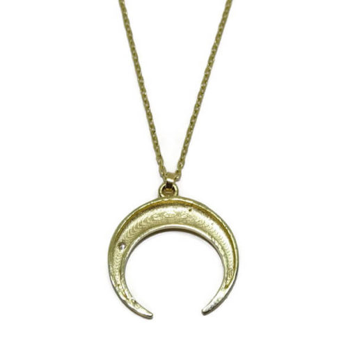 Collar media luna y diamantes oro. - Imagen 4