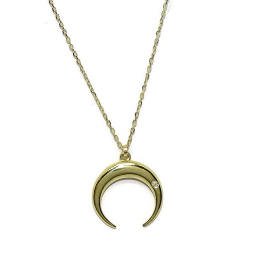 Collar media luna y diamantes oro.