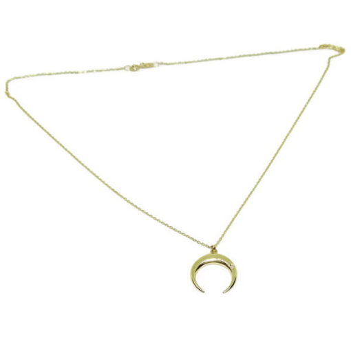 Collar media luna y diamantes oro. - Imagen 5