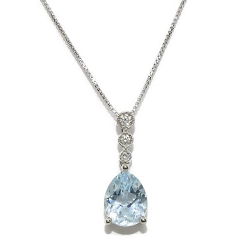 Collar de 0,07cts de diamantes y topacio azul de 1,94cts.