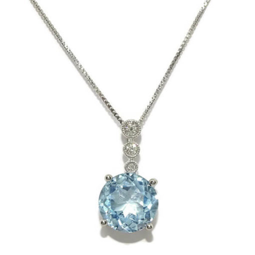 Collar de 0,07cts de diamantes y topacio azul de 3,56cts.