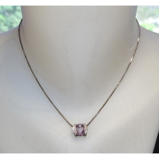 Collar amatista o agua marina con diamantes y oro blanco. - Imagen 2