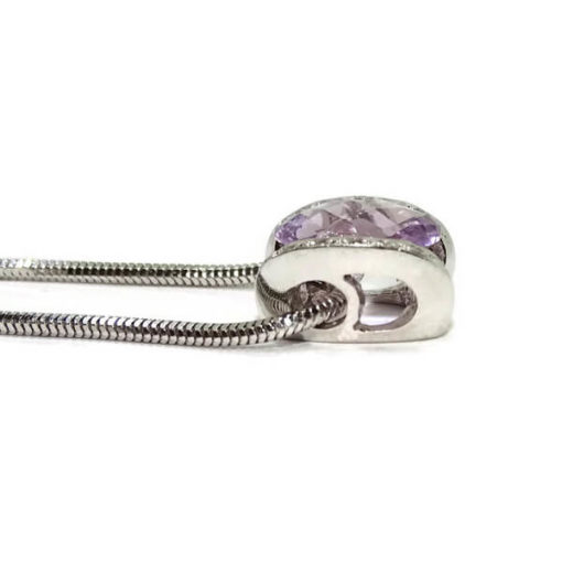 Collar amatista o agua marina con diamantes y oro blanco. - Imagen 4