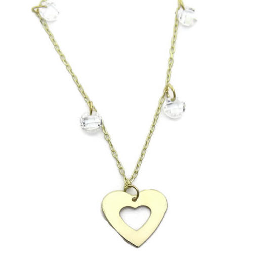 Collar de oro amarillo con corazón y circonitas