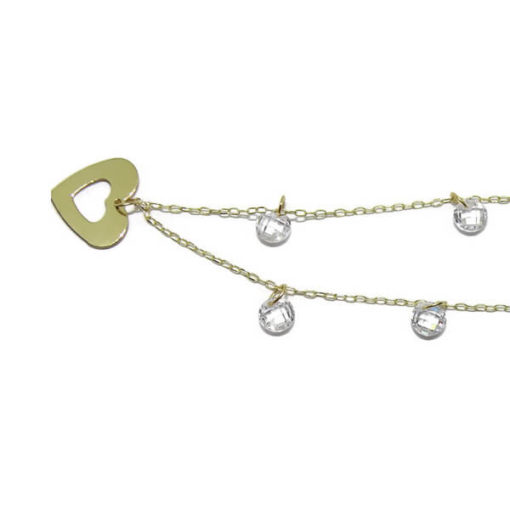 Collar de oro amarillo con corazón y circonitas - Imagen 6