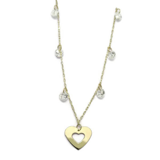 Collar de oro amarillo con corazón y circonitas - Imagen 8