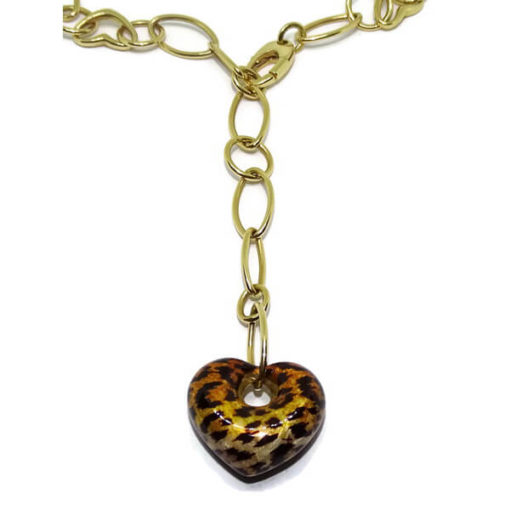 Collar oro amarillo corazón esmalte - Imagen 4