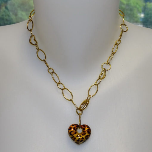 Collar oro amarillo corazón esmalte - Imagen 2