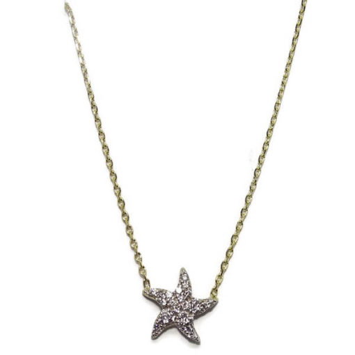 Collar estrella de mar circonita y oro bicolor