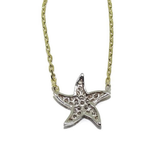 Collar estrella de mar circonita y oro bicolor - Imagen 7