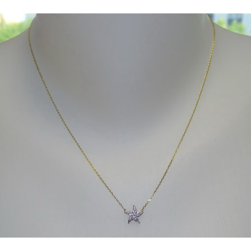 Collar estrella de mar circonita y oro bicolor - Imagen 2