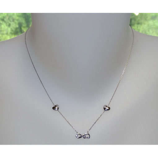 Collar de oro blanco con infinito y love - Imagen 2