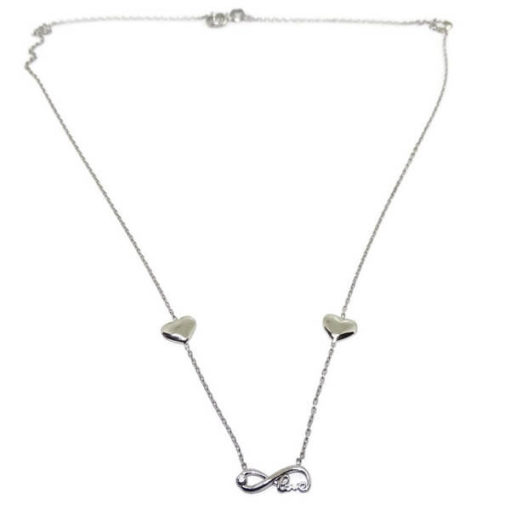 Collar de oro blanco con infinito y love - Imagen 5
