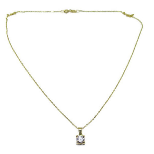 Colgante circonita 4 garras oro amarillo - Imagen 5