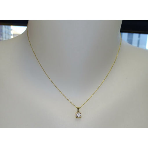 Colgante circonita 4 garras oro amarillo - Imagen 2
