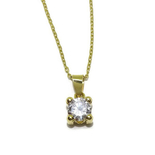 Colgante circonita 4 garras oro amarillo
