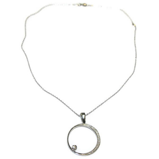 Collar oro blanco con circonitas luna llena - Imagen 3