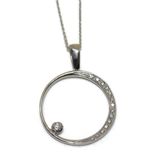 Collar oro blanco con circonitas luna llena - Imagen 4