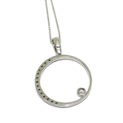 Collar oro blanco con circonitas luna llena - Imagen 5