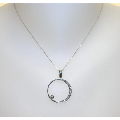 Collar oro blanco con circonitas luna llena - Imagen 2