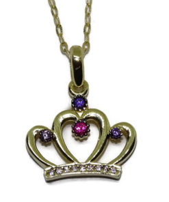 Collar corona y circonitas con oro amarillo