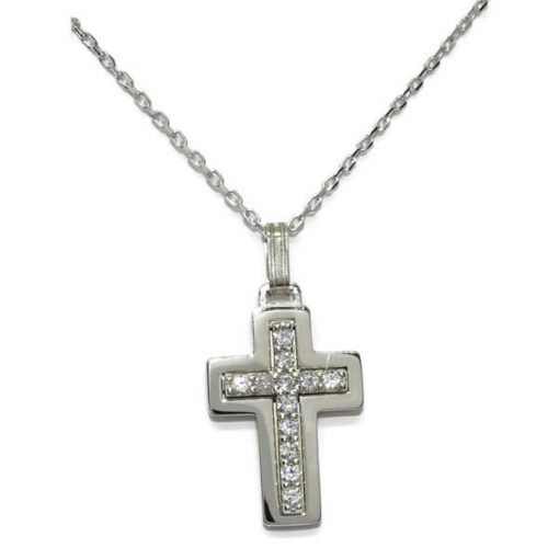 Cruz circonitas y oro blanco