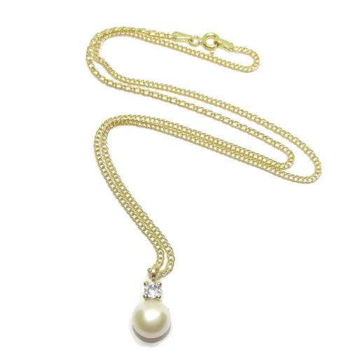 Collar perla y circonita oro - Imagen 5