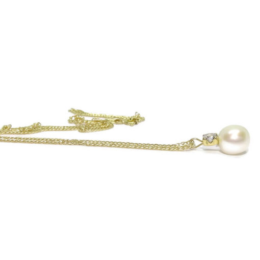 Collar perla y circonita oro - Imagen 3